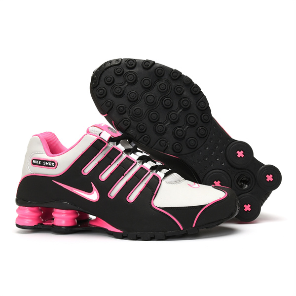 Women's Running Weapon Shox R4 Shoes Black/White/Pink 004